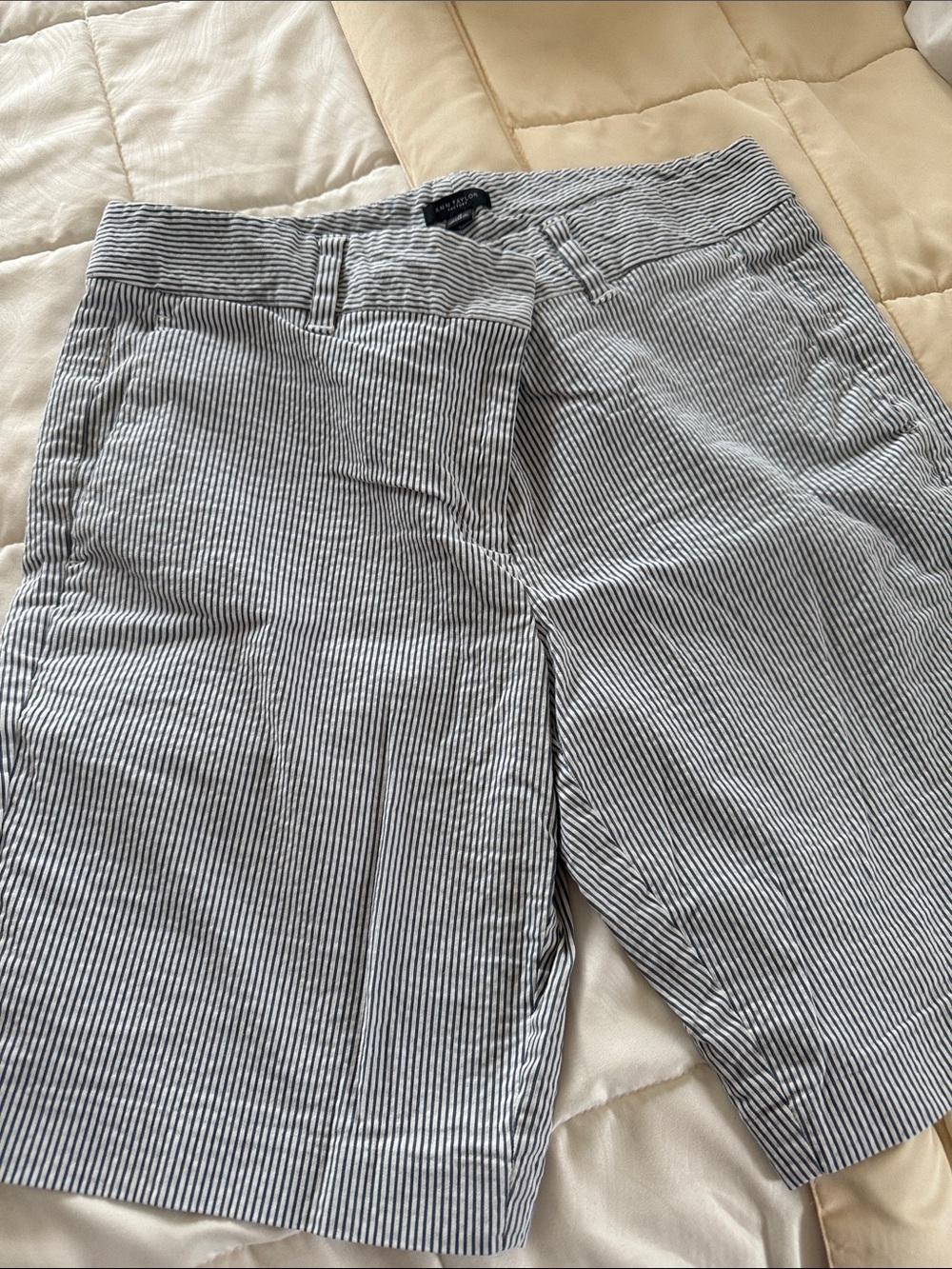 Women’s Blue & White Seersucker Shorts - Classic Casual